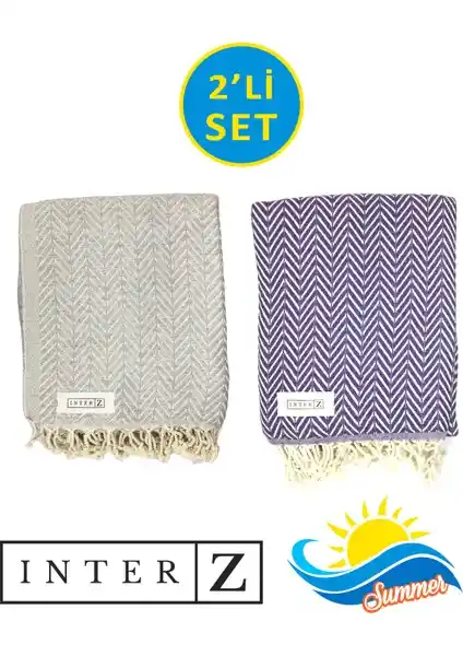 INTER Z 2'li Peştemal Plaj Havlusu Seti: Hafif, Yumuşak ve Çok Yönlü Kullanım İçin Uygun