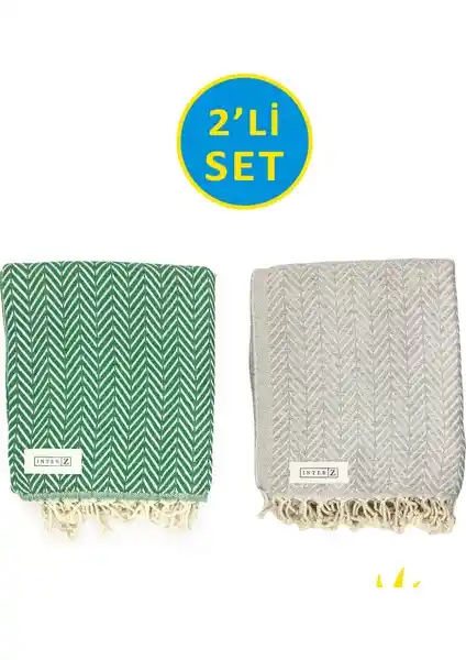 Inter Z 2'li Peştemal Plaj Havlusu Seti Yüksek Kalite ve Çok Amaçlı Kullanım İçin Uygun