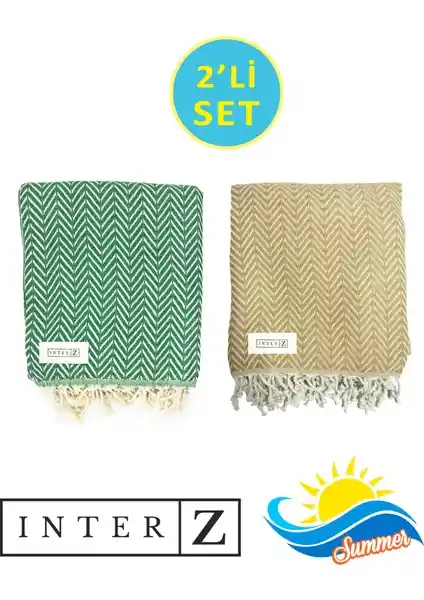 INTER Z 2'li Peştemal Plaj Havlusu Yüksek Kalite Pamuk Tasarımı ve Çok Yönlü Kullanım
