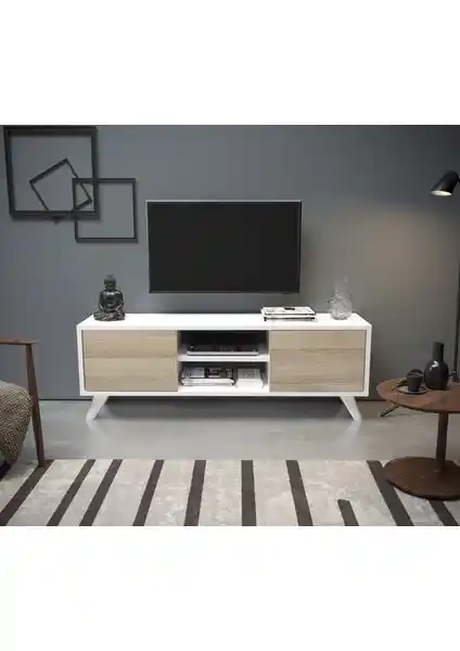 IRMAK Cordoba Beyaz TV Sehpası Modern ve Fonksiyonel Tasarımıyla Evlerinize Şıklık Katar