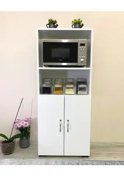 Irmak Mobilya 2 Kapaklı Bölmeli Mikrodalga Fırın Dolabı Modern ve Dayanıklı Tasarım
