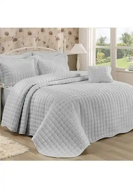 Kadınca Dükkan Çift Kişilik Zen Yatak Örtüsü Antrasit Gri Modern Tasarım