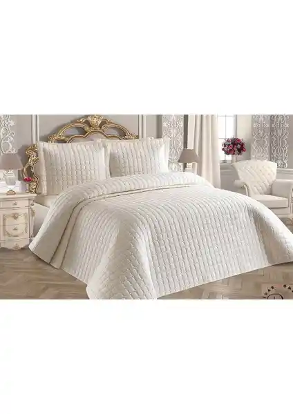 Kadınca Dükkan Krem Renkli Çift Kişilik Yatak Örtüsü Şıklık ve Konforun Buluşması