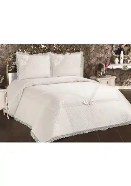 Kapitone Fransız Güpürlü Çift Kişilik Yatak Örtüsü Takımı Şık ve Fonksiyonel Tasarım