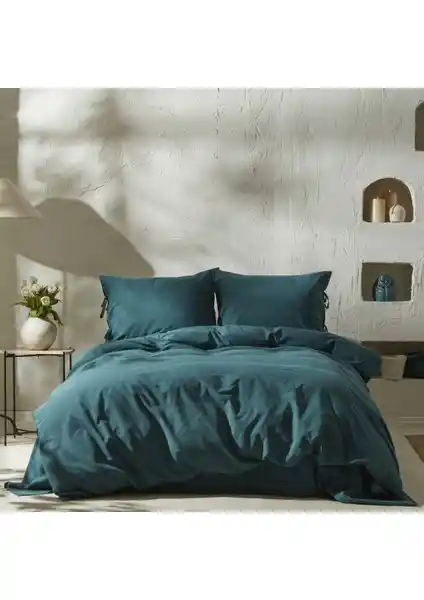 Karaca Home 4 Element Çift Kişilik Nevresim Takımı Petrol Renk Modern ve Şık Tasarım