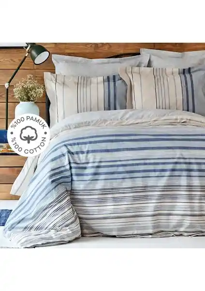 Karaca Home Aspen Mavi %100 Pamuk Çift Kişilik Nevresim Takımı Yatak Odası Şıklığı ve Konforu