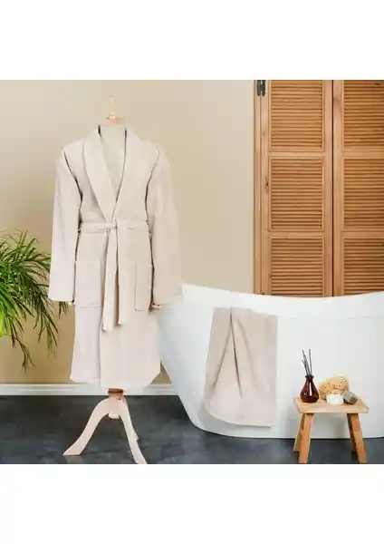 Karaca Home Defy Bej %100 Pamuk Bornoz: Şık ve Konforlu Ev Tekstili Ürünü