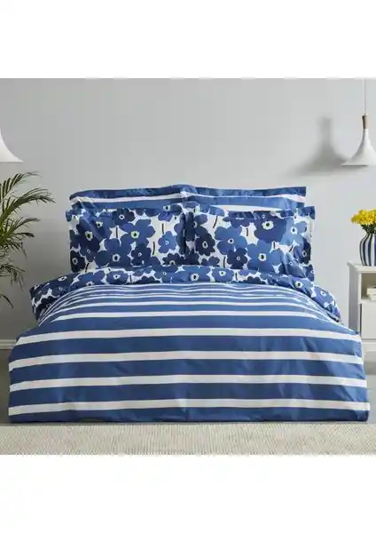 Karaca Home Ernie Pamuk Çift Kişilik Nevresim Takımı Lacivert Modern ve Şık Tasarım