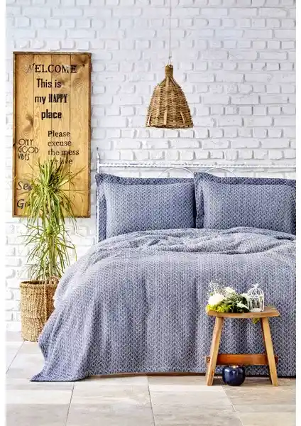 Karaca Home Stella Indigo Çift Kişilik Yatak Örtüsü Seti Modern ve Şık Tasarım