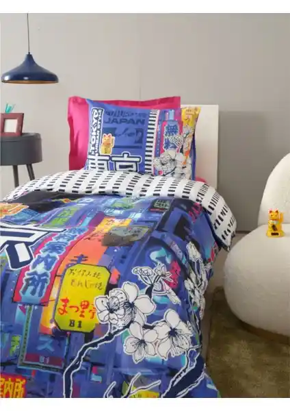 Karaca Home Young Tokyo %100 Pamuk Tek Kişilik Nevresim Takımı Modern ve Şık Tasarımıyla Yatak Odalarına Konfor Katıyor