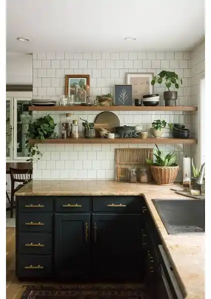 Karaköse 100 cm Çift Ahşap Duvar Rafı Ceviz Rengi Modern Dekorasyon İçin