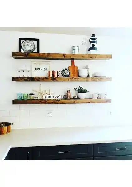 Karaköse Ahşap Çam Masif 3'lü Kitaplık ve Duvar Rafı Dekoratif ve Fonksiyonel Tasarım