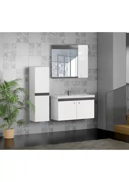 Karen Banyo New Bahar 80 cm Banyo Dolabı: Şık ve Fonksiyonel Modern Banyo Mobilyası