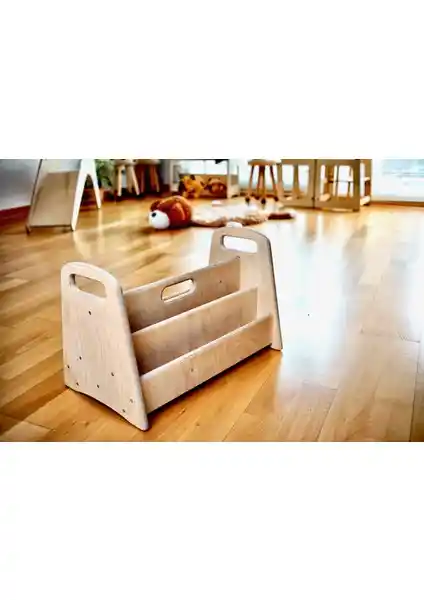 Kidoppo Pikler Montessori Orta Boy Kitaplık: Güvenli ve Estetik Çocuk Odası Mobilyası