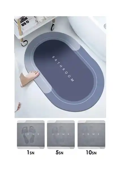 Kitchen Live Diatomit 3.5 mm Kaymaz Tabanlı Süper Emici Ev Paspası Geniş Kullanım Alanları İçin