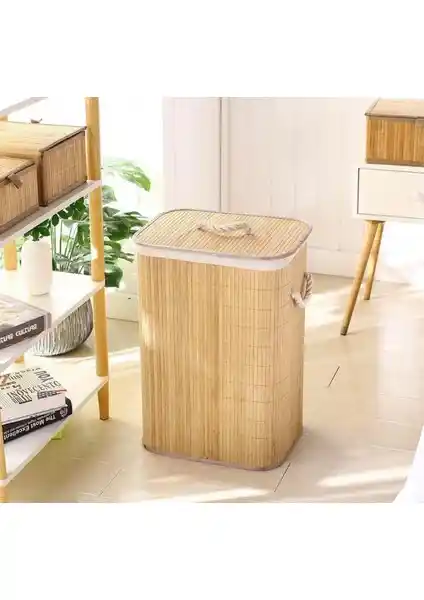 Kitchen Pembelia Hasır Kare Katlanabilir Kirli Çamaşır Sepeti: Doğal ve Şık Ev Dekorasyonu İçin Mükemmel Çözüm