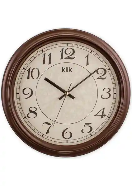 Klik Alfa Kahverengi Klasik Duvar Saati - Estetik ve Dayanıklı Tasarım Özellikleri