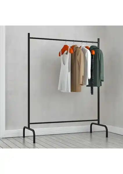 Kom Dizayn Metal Ayaklı Konfeksiyon Askısı Siyah Modern ve Dayanıklı Tasarım