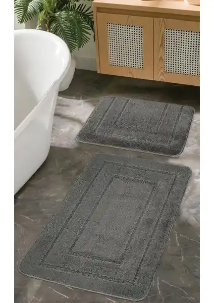 Konfor Halı Doğal Kaymaz Taban Banyo Paspas Seti Güvenli ve Şık Tasarım