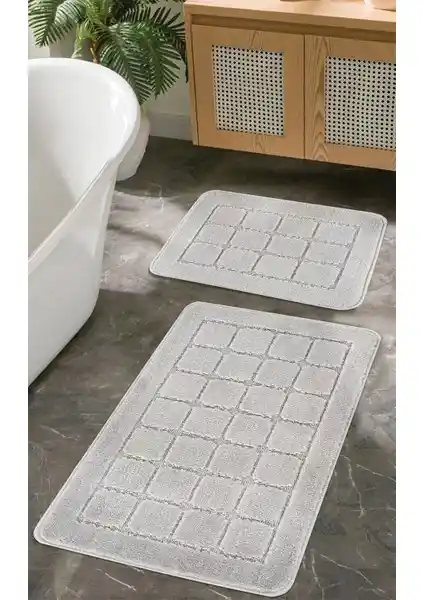 Konfor Halı Doğal Kaymaz Taban Banyo Paspas Seti Modern ve Güvenli Tasarım