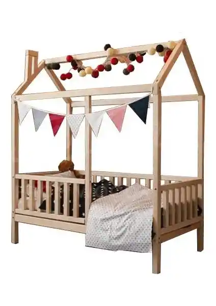 Köşk Mobilya Montessori Yatak Çatılı Model 90x190 Güvenli ve Estetik Çocuk Yatakları