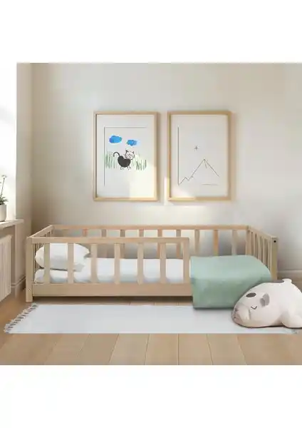 Kukka KFB610 Doğal Ahşap Montessori Çocuk Karyolası Güvenli ve Estetik Tasarım