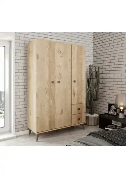 Kzn Home Akasya 3 Kapaklı MDF Gardrop Modern Tasarım ve Fonksiyonellik Sunar