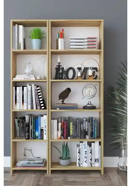 Kzy Mobilya 10 Bölmeli Kitaplık Meşe: Modern ve Şık Tasarım ile Fonksiyonel Depolama Çözümü