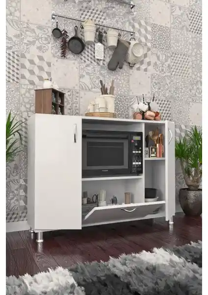 KZY Pier Çok Amaçlı Fırın Dolabı Beyaz - Modern ve Fonksiyonel Mutfak Çözümü