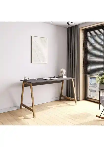 Lagomood Denge Çalışma Masası 120 cm Antrasit Ceviz Modern ve Fonksiyonel Tasarım