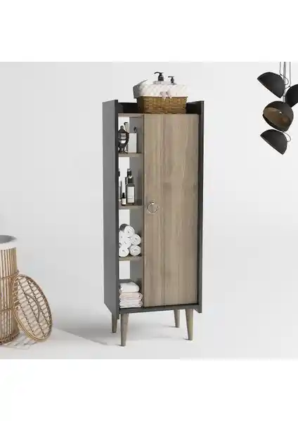 Lagomood Ruby Çok Amaçlı Dolap Antrasit ve Ceviz Renk Seçenekleriyle Modern Tasarım