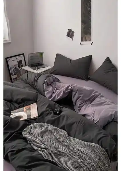 Laliva Lastikli Tek Kişilik Siyah ve Gri Nevresim Takımı Konfor ve Şıklık Sunar