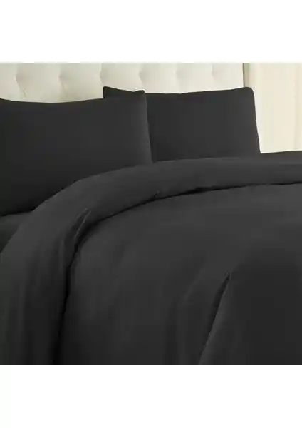 Laliva Siyah Doğal Pamuk Ranforce Çift Kişilik Nevresim Takımı Sağlıklı ve Şık Yatak Dekoru