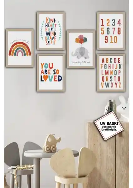 Lankas 6 Parça Çocuk ve Bebek Odası Tablo Seti Modern ve Sağlıklı Dekorasyon Çözümü