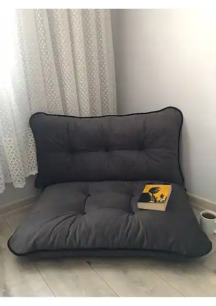 Lavinia Puf Antrasit Renkli İkili Yer Minderi Takımı Modern ve Şık Tasarım