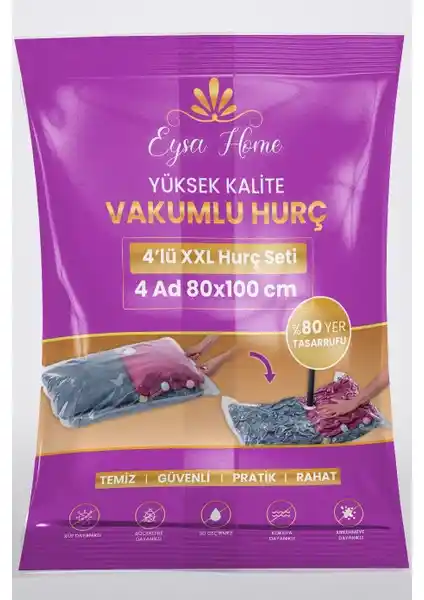 Layrol 4'lü XXL Vakumlu Poşet Seti: Pratik Depolama ve Alan Tasarrufu Çözümü