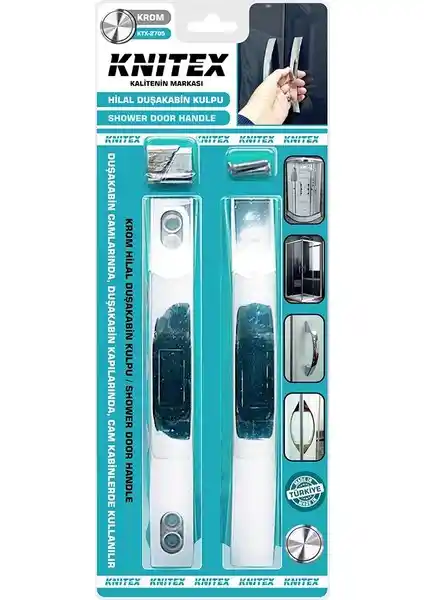 Leaf Shop Plastik Krom Kaplama Duşakabin Kolu 10MM Dayanıklı ve Estetik Tasarım