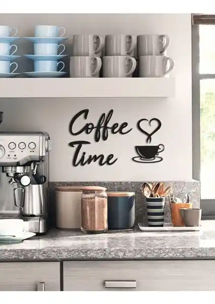 Leylaser 3mm Siyah MDF Coffee Time Yazısı Modern ve Dayanıklı Dekorasyon Çözümü