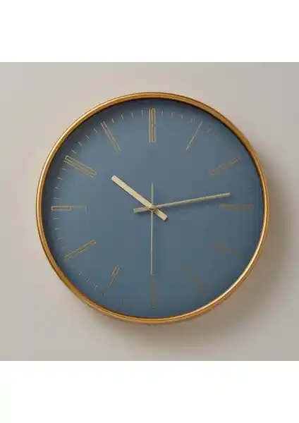 Linens Albert 29,5 cm Mavi-Gold Duvar Saati Modern ve Şık Tasarımıyla Dekorasyonunuza Zarif Dokunuş Katar