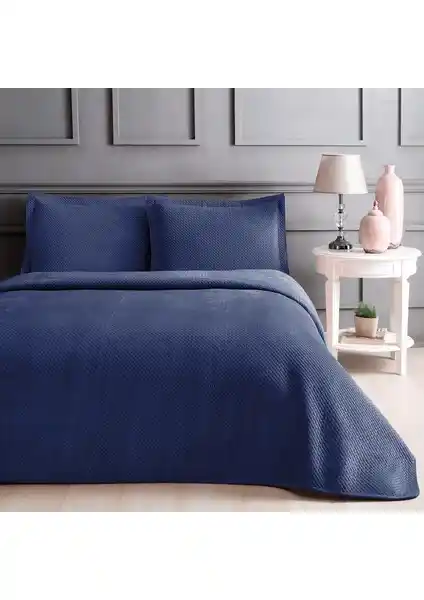 Linens Glace Çift Kişilik Lacivert Yatak Örtüsü Seti Modern ve Şık Tasarım