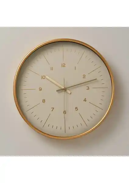 Linens Oscar 29,5 cm Beyaz-Gold Modern Dekoratif Duvar Saati