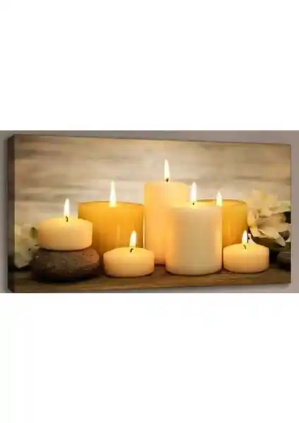 Lona Tablo Mum Işığı Duvar Dekorasyonu 60x120 cm Kanvas Sanat Eseri