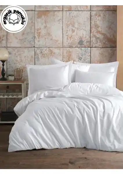 Lotusline Home Ranforce Lüks Pamuklu Çift Kişilik Nevresim Takımı Beyaz