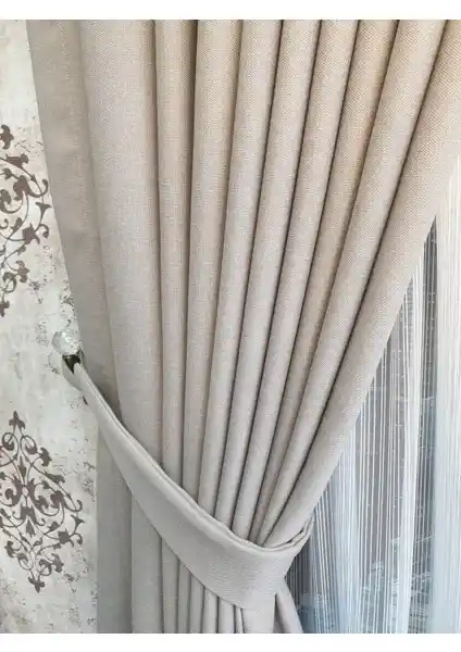 Lüks House Bej Blackout Keten Karartma Perde Modern ve Rustik Tasarım Çeşitleri