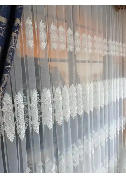 Lüks House Beyaz Tül Perde Brode1 - Modern ve Şık Ev Dekorasyonu İçin Uygun