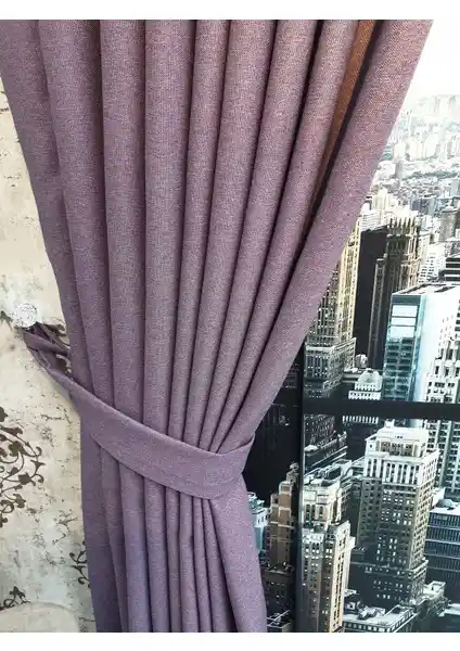Lüks Mor Blackout Keten Perde: Şık ve Fonksiyonel Rustik Tasarım ve Kolay Montaj