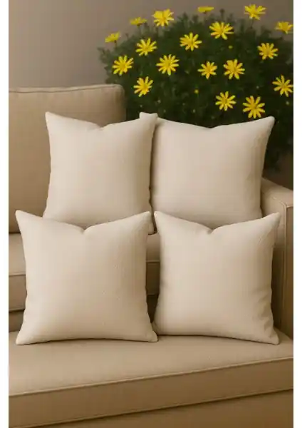 Lunova Home 4'lü Bej Kırlent Kılıfı: Şık ve Kullanışlı Ev Dekorasyonu Seçeneği