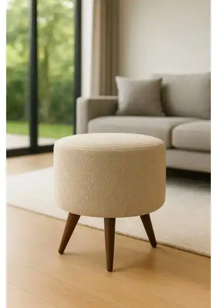 Lunova Home Ayaklı Desenli Dekoratif Süngerli Puf ile Şık ve Çok Yönlü Oturma Çözümü