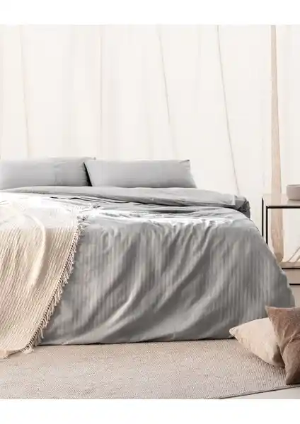 Madame Coco Adrien Çift Kişilik Pamuklu Gri Nevresim Takımı Modern ve Şık Tasarım