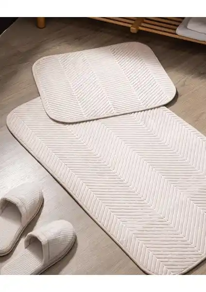 Madame Coco Emele 2'li Bej Banyo Paspası Estetik ve Dayanıklı Tasarım